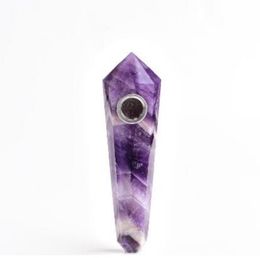 Pipe à fumer en cristal d'améthyste de rêve naturel + passoire baguette de guérison en pierre de quartz 210318