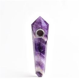 Drop Shipping Natural Dream Amethist Crystal Smoking Pipe Stroeier Quartz Stone Healing Wand 201125