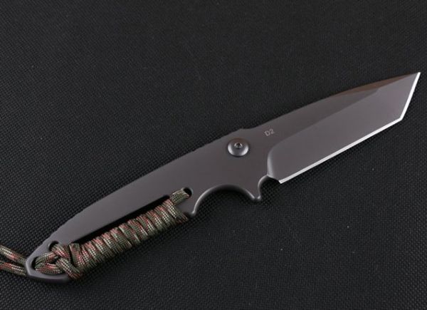 Couteau droit de survie de haute qualité D2 lame enduite de titane gris manche complet couteaux à lames fixes avec Kydex