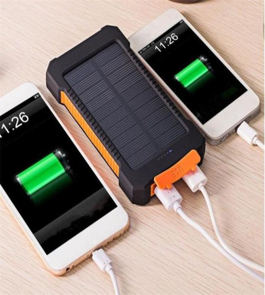 Drop Charger de la banque d'énergie solaire 20000mAh avec batterie de lumière LED Portable Charge extérieure Double tête USB Charge cellulaire Powerban4221950