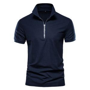 Drop Summer Cotton Men Polos Solid Slim Fit Patchwork Shirt Shirt Business Casual 220606