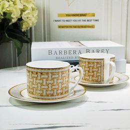 Drop fournisseurs tasse à thé et soucoupe en mosaïque classique tasse en céramique dorée vaisselle créative avec boîte-cadeau 240328