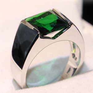 Drop Victoria Wieck Mode-sieraden 925 Sterling SilverSONA Solitaire Emerald Geboortesteen Prinses Mannen Wedding Band Finger2317