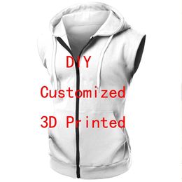 Drop VIP Link Tops DIY 3D Imprimé Sans Manches Zipper Hoodies Veste Unisexe 220722