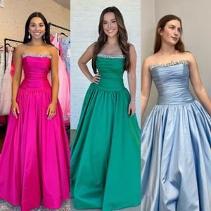 Verlaagde taille Galajurk 2k24 Geplooid satijn Dame Preteen Girl Optocht Jurk Formele avond Cocktailparty Bruiloftsgast Rode Capet Runway Gala Black-Tie Smaragd Fuchsia