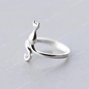 Zilver Kleur Nieuwe Trendy Leuke Kat Verlovingsringen voor Vrouwen Paar Elegante Eenvoudige Handgemaakte Sieraden Verstelbare Mode-sieraden Ringen Sieraden Accessoires