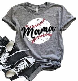 Drop Baseball Mom Mamá Mama Estampado Camiseta Topas de manga corta Camiseta de talla grande para 2019 Camiseta de mujeres casuales Y7686111