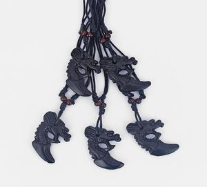 Dropshiiping – collier pendentif Dragon en résine noire, 12 pièces, Faux os de Yak, cordon en coton ciré noir réglable 4584419