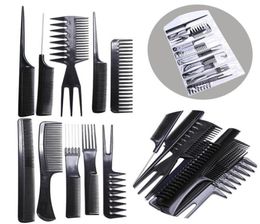 Dropship 10pcs Salon professionnel Kits de coiffure de coiffure Barber Coute Brosse de peigne antistatique Clain Hair Soins outils de style 1404233