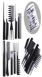 Dropship 10pcs Salon professionnel Kits de coiffure de coiffure Barber Coute Brosse de peigne antistatique Sage de coiffure de coiffure SETTROTH