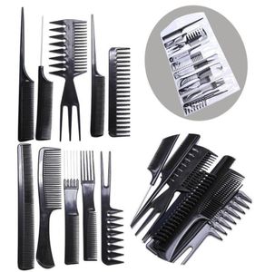 Dropship 10 pz Professionale Salone di Capelli Pettini Kit Barbiere Taglio Pettine Spazzole Spazzola per capelli Antistatica Cura Dei Capelli Strumento Per Lo Styling Set9056840