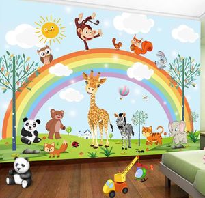 Dropship 3D -hand geschilderde cartoon regenboog dier kleuterschool babykamer slaapkamer garderobe wallpaper muur muurschildering sticker home5695073