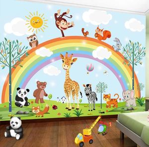 Dropship 3D Carton de dessin animé arc-en-ciel animal de maternelle pour bébé chambre à coucher chambre peint peint mural autocollant autocollant 3558684