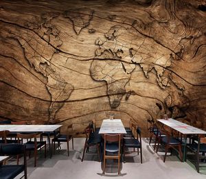 Dropship personalizado 3D Po papel tapiz Vintage grano de madera mapa del mundo fondo pintura de pared sala de estar dormitorio restaurante Mural Wall6113520