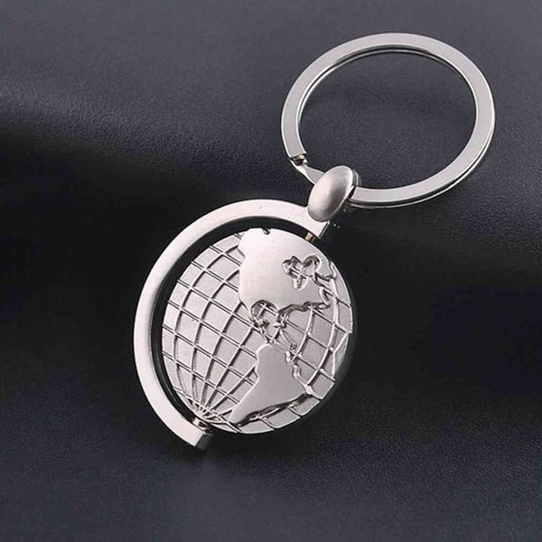 Dropship moda Metal elegante coche llavero Color plata esmalte mundo mapa llaveros para regalo creativo