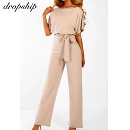 Dropship Jumpsuit Rompertjes Womens Overalls Vrouwen Jumpsuits Streetwear Romper Lente Zomer Lace-up Korte Mouw 240116