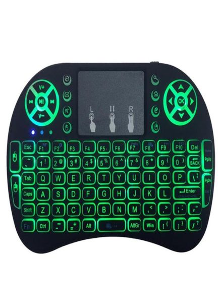 Dropship Mini Rii i8 clavier sans fil 24G Air Mouse télécommande pavé tactile rétro-éclairage rétro-éclairé pour Smart Android TV Box tablette Pc6229286