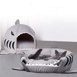 Livraison directe lit pour chat pour animaux de compagnie coussin doux chien maison requin pour grands chiens tente haute qualité coton petit sac de couchage articles de produit 211006298h