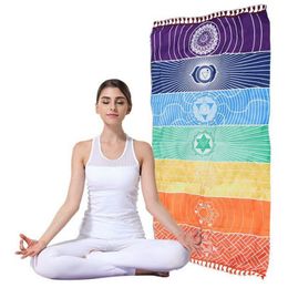 Dropship!Tapon de serviette de tapisserie arc-en-ciel simple Mandala Boho Stripes Travel Yoga Mat de plein air 150x70cm / 100x45cm