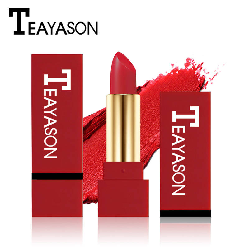 TEAYASON – rouge à lèvres mat imperméable pour femmes, longue durée, Batom, baume velours rouge foncé, Rouce a Levre, maquillage naturel, 12 couleurs, livraison directe