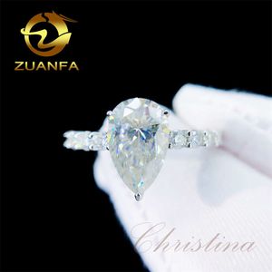 Testeur de bijoux Moissanite, bague de fiançailles en or massif, couleur D, taille poire, diamant 10K 14K, livraison directe