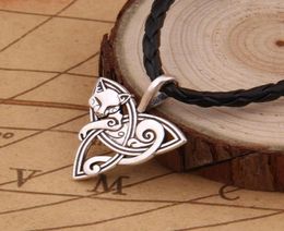 Dropshiping jóias viking triquetra fenrir animal adolescente lobo colar irlandês celtics nó pingente amuleto colar11177360