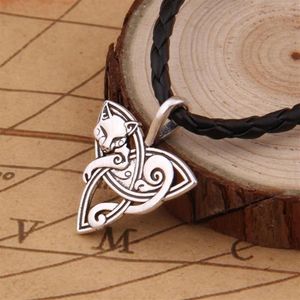 Collier Viking, bijoux Triquetra Fenrir, Animal adolescent loup, pendentif nœud celtique irlandais, amulette, 1252U, livraison directe