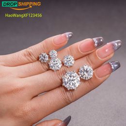 Dropshipping 1ct-24ct 8 Prong Moissanite Stud Oorbellen 925 Sterling Zilver VVS Diamanten Oor Stud 2023 Mode Mannen Vrouwen Luxe