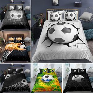 Dropshipping 3D Football Literie Ensemble Impression Taie D'oreiller Housse De Couette Soccert Housses De Couette Ensembles Textiles À La Maison Reine King Size 210317