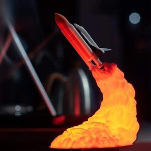 Drop 3D -print Space Shuttle Lamp Rocket Night Light Lights For Space Lover Indoor Bureau Tafel Moon Night Lamp Decor 201028