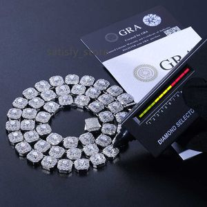 Droping cadena fijne sieraden 10 mm 925 sterling zilver vvs moissanite diamant ijsje tennisketen ketting voor mannen vrouwen