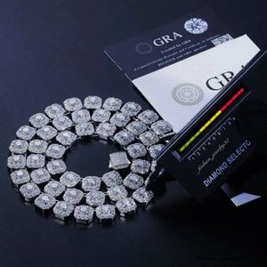 Droping cadena fijne sieraden 10 mm sterling sier vvs moissanite diamant ijskoud tennisketen ketting voor mannen vrouwen