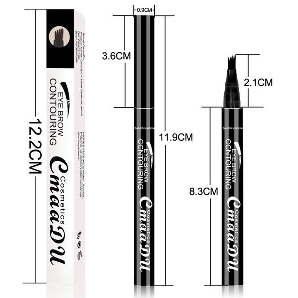 Dropshipping CmaaDu Liquid Eyebrow Pen Liquid Eyebrow Enhancer 3 colores 4 Head Eyebrow Enhancer de larga duración a prueba de agua