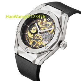 Dropshipping Designer Heren Luxe merk Paulareis Automatische klok Holle doorzichtige roestvrijstalen skelet mechanische horloges