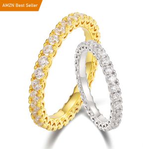 Dropshipping Engagement Sieraden 1.11ct 925 Sterling Zilver 1 Rij Vvs Moissanite Diamond Eternity Band Ring voor Vrouwen Meisjes