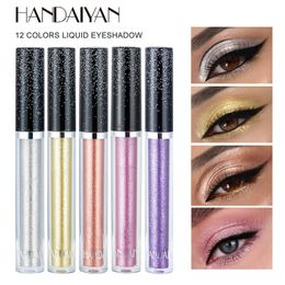 Dropshipping Handaiyan Liquid Eye Shadow 12 Color Single Glitter Diamond Pearl High Shiny Metallic Finish Make Oogschaduw