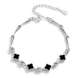 Livraison directe de haute qualité or Sier plaqué Bracelet bijoux classique 925 Sterling Sier trèfle à quatre feuilles Bracelet femmes