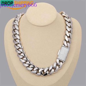 Dropshipping Hip Hop -sieraden 20 mm Sterling Sier VVS Moissanite Iced Out Box Clasp Miami Cuban Link Chain ketting voor mannen