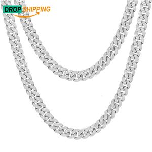 Bijoux Hip Hop plaqué or Sterling Vvs Moissanite diamant glacé, chaîne à maillons cubains pour hommes, livraison directe