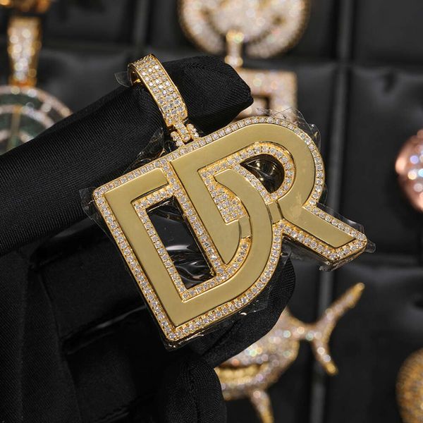 Bijoux Hip Hop personnalisés, pendentif en argent Sterling 925 VVS Moissanite avec nom en diamant, livraison directe