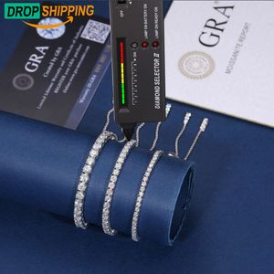 Dropshipping sieradenleverancier verstelbaar 2 mm 3 mm moissaniet tennis armband 925 sterling zilveren vrouwen cadeau boete