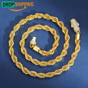 Dropshipping Luxury Hip Hop Bijoux Mentirs 3mm-12mm 925 Chaîne de corde en argent sterling Moisanite Iced Out Clât Collier torsadé