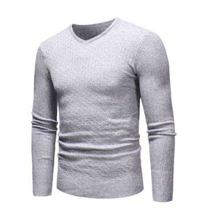 Livraison directe hommes pull pull à manches longues tricots 2019 hiver classique col en v tricoté haut vêtements décontracté solide Jersey Y0907