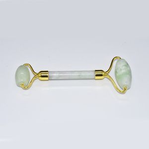 Dropshipping Freeshipping Natural Facial Massage Jade Roller Gezicht Dunne Massager met rubberen plug Mute White and Green Jade Roll