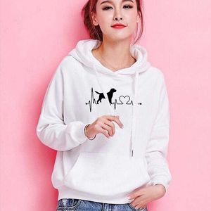 Dropshipping Nieuwe Mode Hond Moeder Print Kawaii Sweatshirts Hoodies Dames Tops Clothings Corduroy Frauen Funny Pullovers Y0820