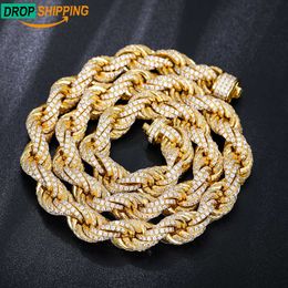 Dropshipping Pass Diamond Tester Iced Out Moissanite Rope Chain Silver Lab Gemstone Twist Collier pour hommes
