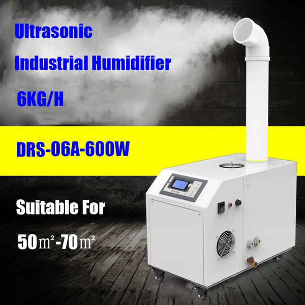 Humidificador ultrasónico industrial de DRS-06A, difusor eléctrico silencioso para mantenimiento fresco de frutas y verduras, para pulverizador de niebla grande comercial de 6 KG/H