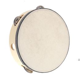 Drum 6 inches Tambourine Bell Hand vastgehouden Tambourine Birch Metal Jingles Kids School Musical Toy KTV Party Percussion Toy CCE121673561031