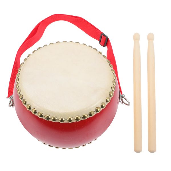 Tambour éducation jouet enfants jouet bois bébé guerre enfants peau de vache Instrument de musique caisse claire Percussion enfant en bas âge jouets en bois bébés 240112