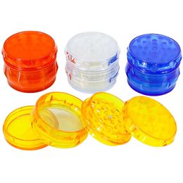 Molinillos de hierbas de plástico para tambores de plástico 60 mm 55 mm 44 mm 4 capas de tabaco y almacenamiento molinillo de la mano de la mano de la mano transparente colores de mezcla transparente